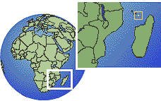 Mamoudzou, Mayotte time zone location map borders