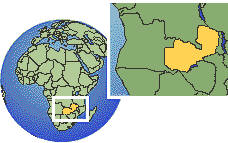 Lusaka, Sambia Zeitzone Lageplan Grenzen